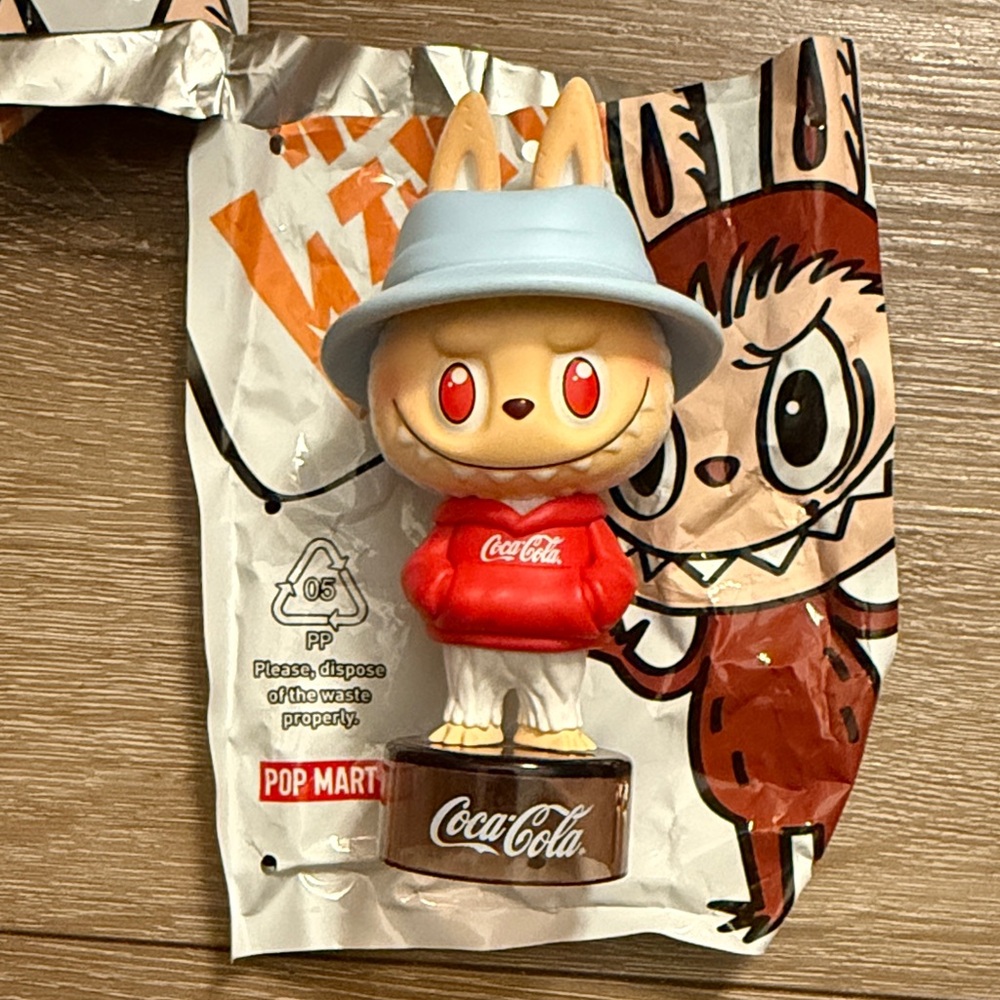 Coca Cola LABUBU Red Hoodie Figure w Stand